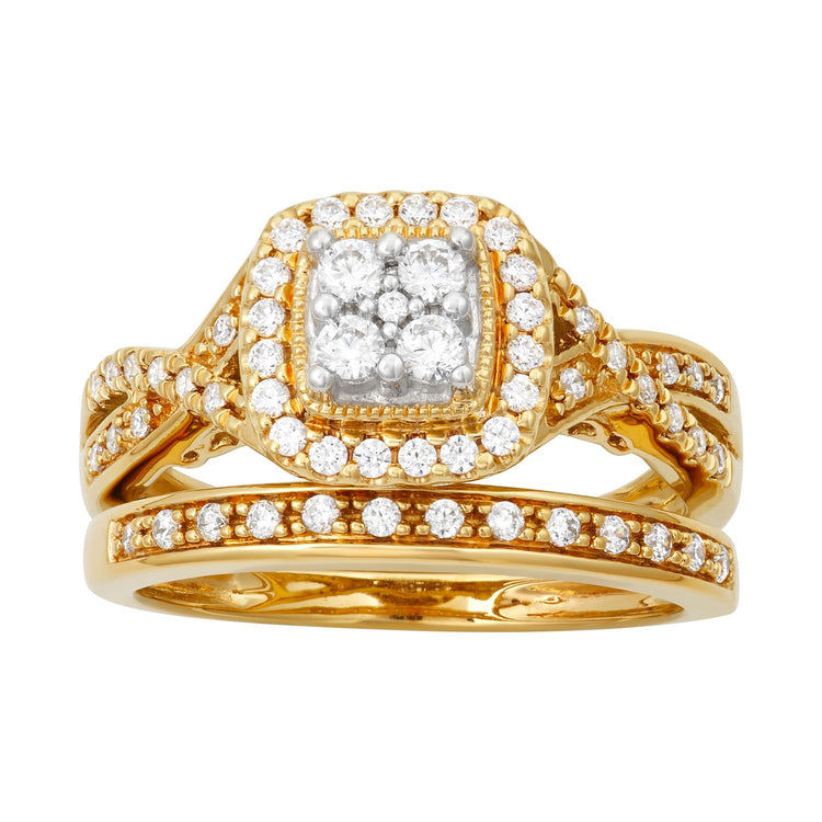 Simply Vera Vera Wang 14k Gold 1/2 Carat T.W. Certified Diamond Square Halo Engagement Ring Set