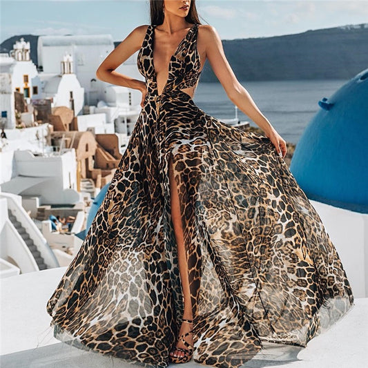 Chiffon Leopard Party Dresses